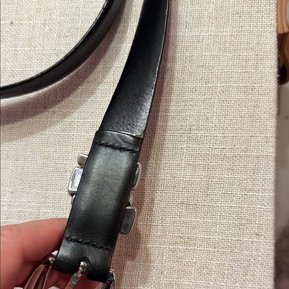 Classic Madewell Black Belt with shiny Silver Accent LG 33-39 - Picture 3 of 4